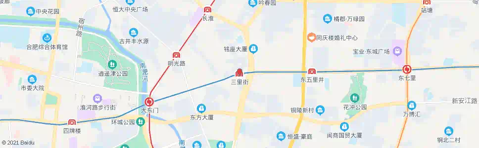合肥三里街_公交站地图_合肥公交_妙搜公交查询2025