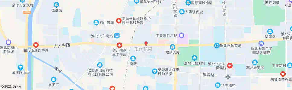 淮北现代花园_公交站地图_淮北公交_妙搜公交查询2025