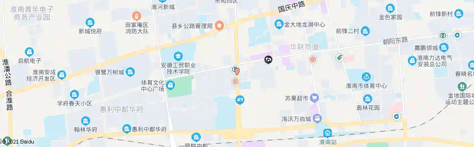 淮南朝阳美食城_公交站地图_淮南公交_妙搜公交查询2025