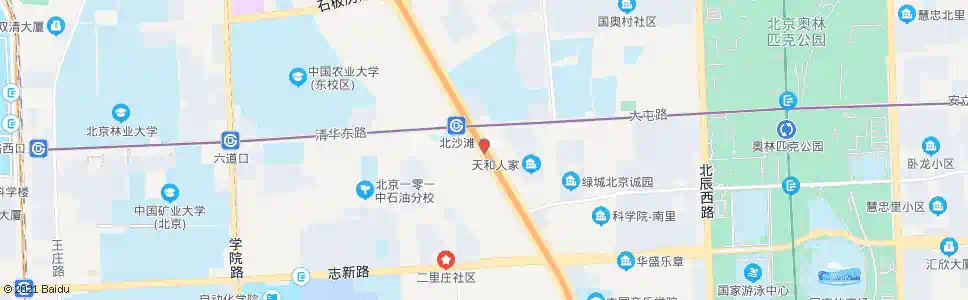 北京北沙滩桥南_公交站地图_北京公交_妙搜公交查询2025