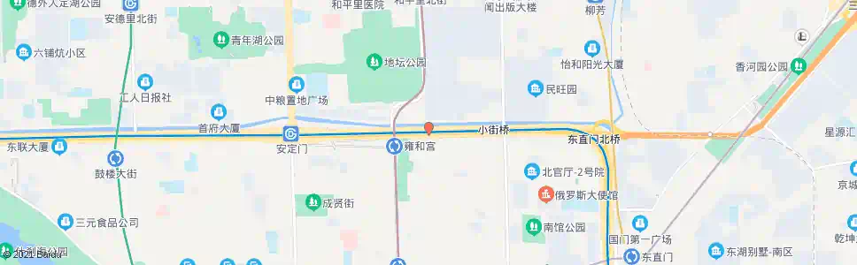 北京雍和宫桥东(西行)_公交站地图_北京公交_妙搜公交查询2025