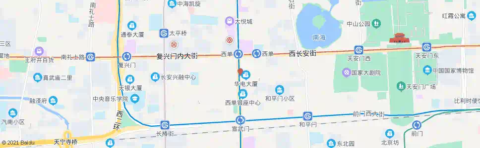 北京西单路口南_公交站地图_北京公交_妙搜公交查询2025