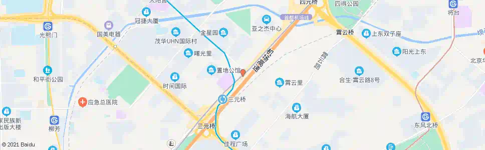 北京三元桥东_公交站地图_北京公交_妙搜公交查询2025