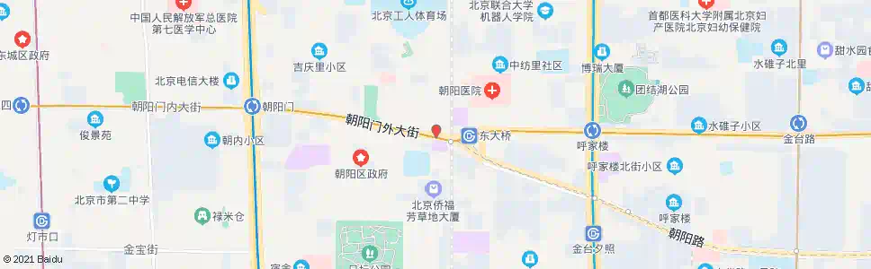 北京东大桥路口西_公交站地图_北京公交_妙搜公交查询2025
