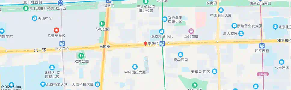 北京安华桥西(东行)_公交站地图_北京公交_妙搜公交查询2025