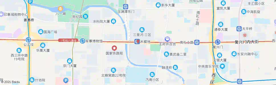 北京木樨地东_公交站地图_北京公交_妙搜公交查询2025