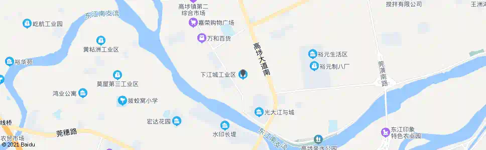 东莞下江城工业区_公交站地图_东莞公交_妙搜公交查询2025