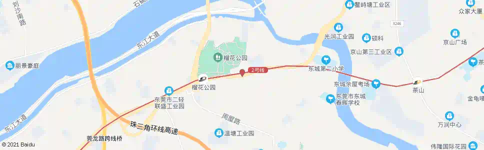 东莞榴花公园南_公交站地图_东莞公交_妙搜公交查询2025