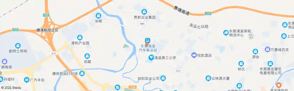 东莞清溪路口西_公交站地图_东莞公交_妙搜公交查询2025