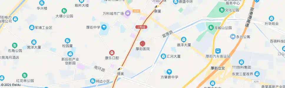 东莞厚街医院_公交站地图_东莞公交_妙搜公交查询2025