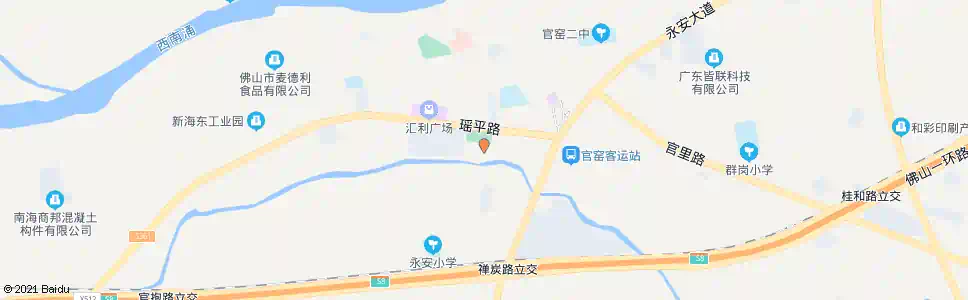 佛山官窑中心幼儿园_公交站地图_佛山公交_妙搜公交查询2025