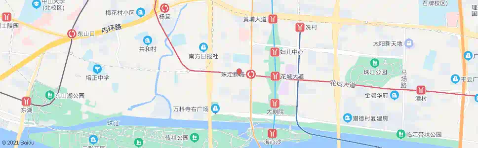 广州花城大道(华穗路口)站_公交站地图_广州公交_妙搜公交查询2025