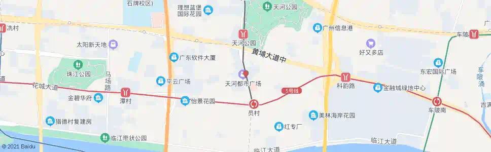 广州员村生活区(中山六院)_公交站地图_广州公交_妙搜公交查询2025