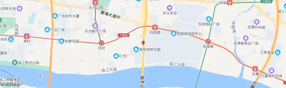 广州琶洲大桥北总站(美林花园东门)_公交站地图_广州公交_妙搜公交查询2025