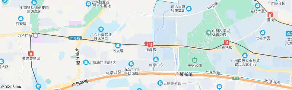 广州科学大道西_公交站地图_广州公交_妙搜公交查询2025
