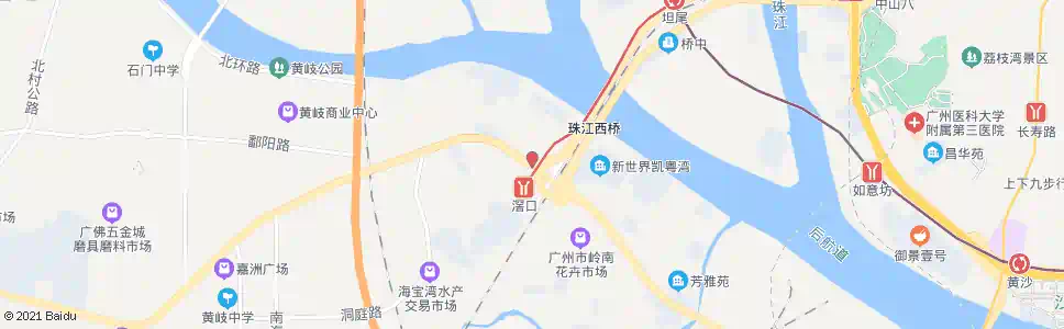 广州珠江大道西(华明路口)_公交站地图_广州公交_妙搜公交查询2025
