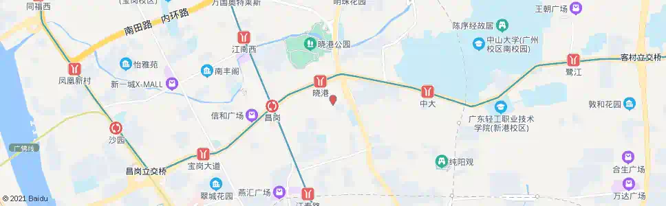 广州晓港西马路_公交站地图_广州公交_妙搜公交查询2025