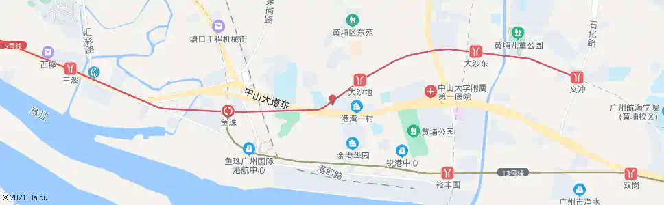 广州大沙地西(中山大道路口)_公交站地图_广州公交_妙搜公交查询2025
