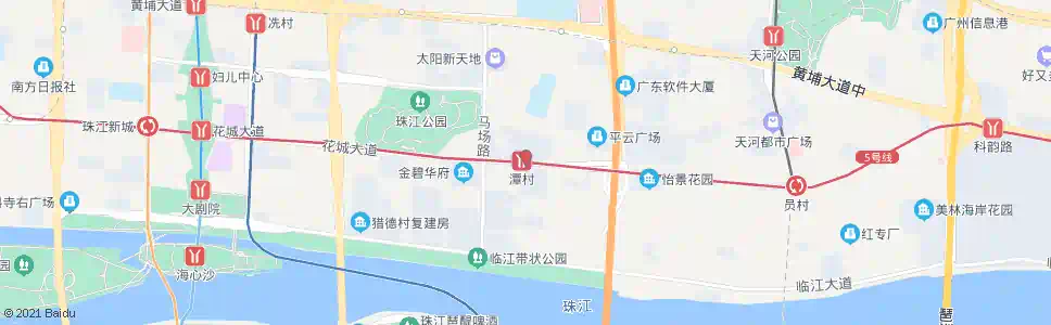 广州花城大道(地铁潭村站)_公交站地图_广州公交_妙搜公交查询2025