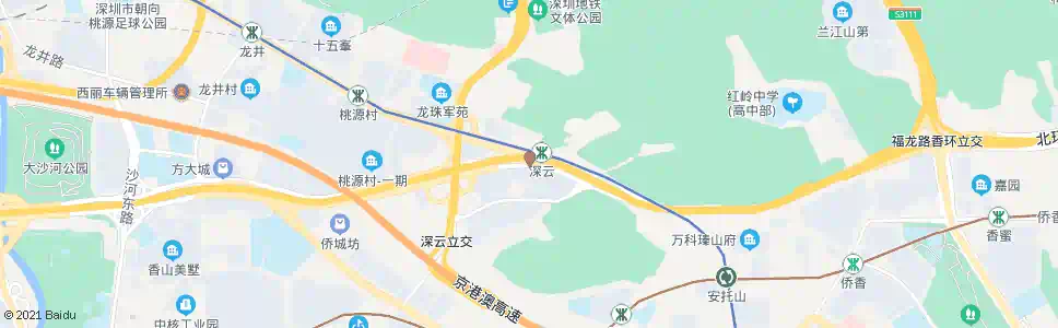 深圳深云村2_公交站地图_深圳公交_妙搜公交查询2025