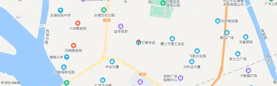 中山中山古镇候机楼(华廷路灯都华廷)_公交站地图_中山公交_妙搜公交查询2025