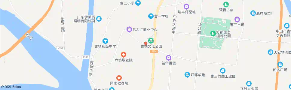 中山古镇文化公园正门_公交站地图_中山公交_妙搜公交查询2025