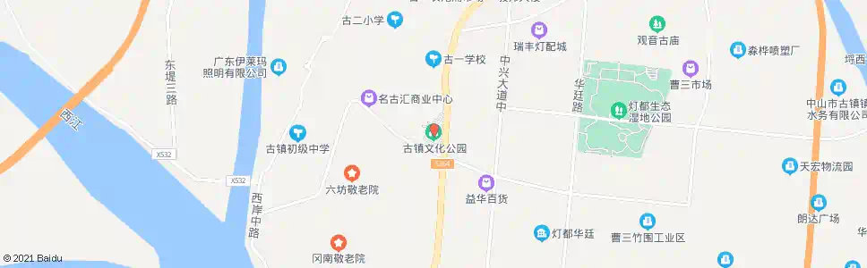 中山古镇文化公园(正门)_公交站地图_中山公交_妙搜公交查询2025