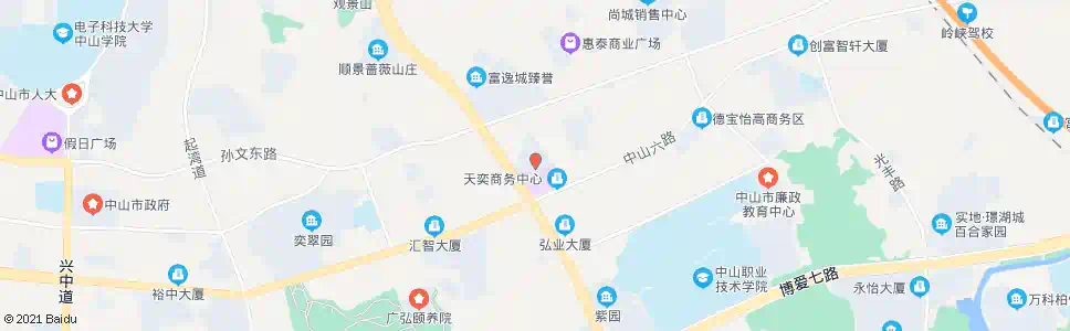 中山天奕国际广场_公交站地图_中山公交_妙搜公交查询2025