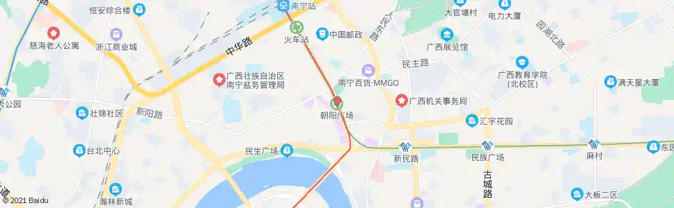 南宁朝阳广场(车场)_公交站地图_南宁公交_妙搜公交查询2025