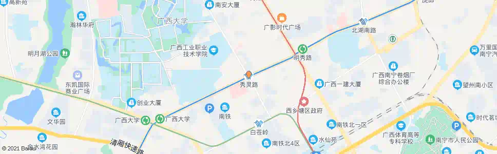 南宁秀灵明秀路口_公交站地图_南宁公交_妙搜公交查询2025