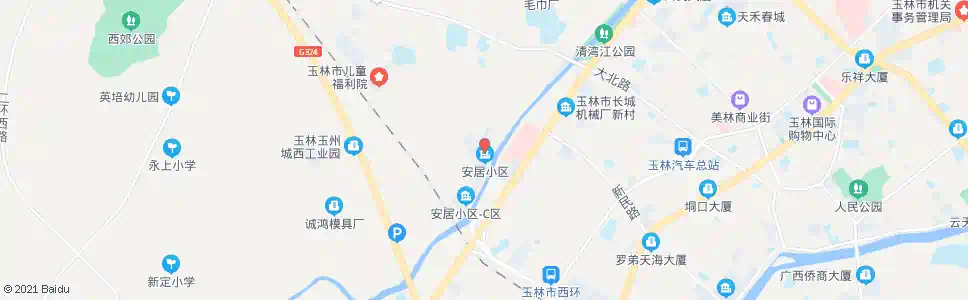 玉林安居a区_公交站地图_玉林公交_妙搜公交查询2025