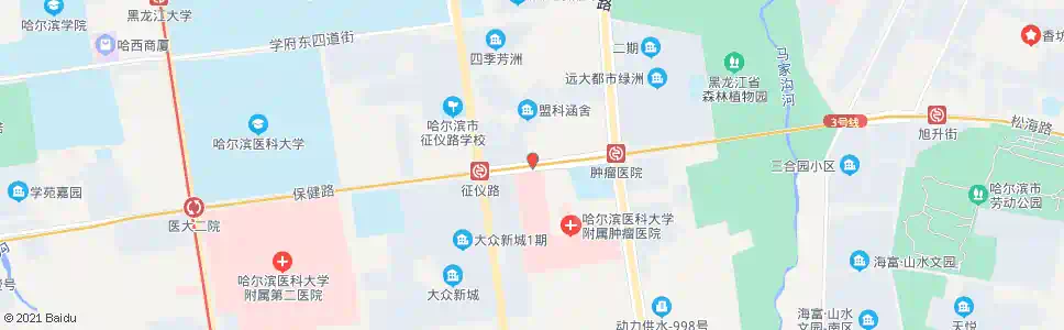 哈尔滨哈医大肿瘤医院北门_公交站地图_哈尔滨公交_妙搜公交查询2025