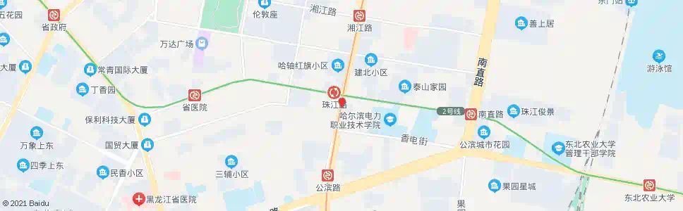 哈尔滨红旗大街(珠江路口)_公交站地图_哈尔滨公交_妙搜公交查询2025