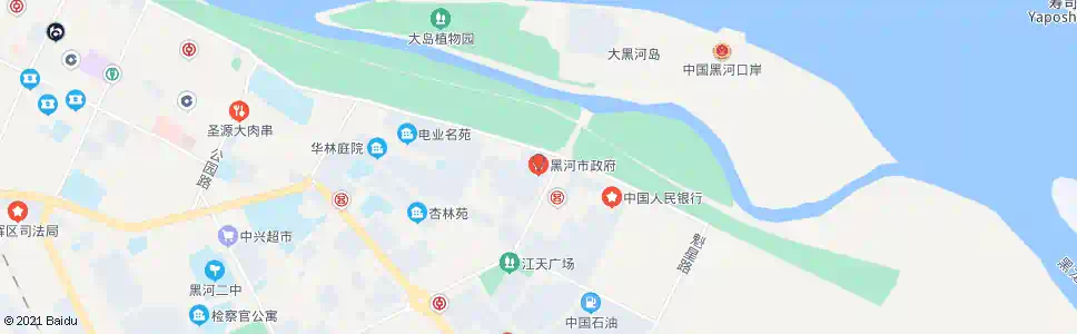 黑河市政府(北行)_公交站地图_黑河公交_妙搜公交查询2025