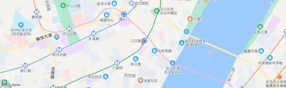武汉中山大道地铁江汉路站_公交站地图_武汉公交_妙搜公交查询2025