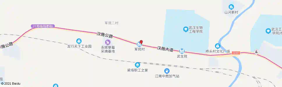武汉汉施公路军民村_公交站地图_武汉公交_妙搜公交查询2025