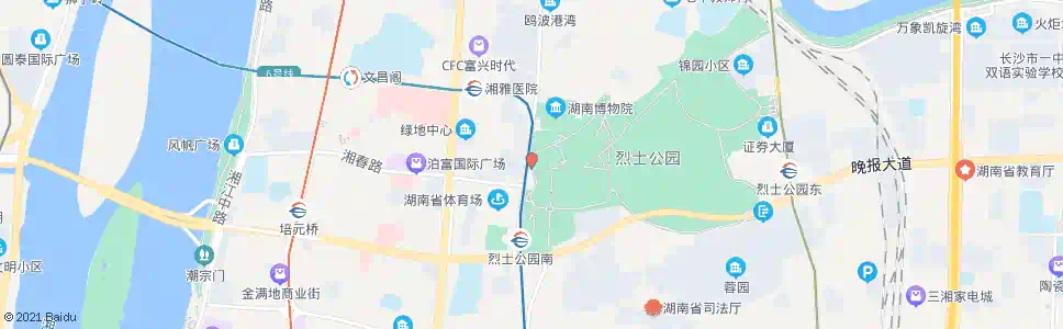 长沙烈士公园西门_公交站地图_长沙公交_妙搜公交查询2025