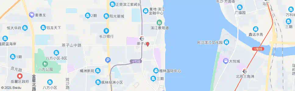 长沙茶子山路滨江景观道口_公交站地图_长沙公交_妙搜公交查询2025