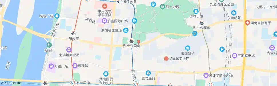 长沙烈士公园南门_公交站地图_长沙公交_妙搜公交查询2025