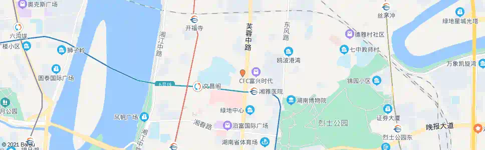 长沙盛大金禧金融中心(湘雅路口)_公交站地图_长沙公交_妙搜公交查询2025