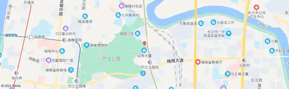 长沙烈士公园东门_公交站地图_长沙公交_妙搜公交查询2025