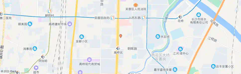 长沙朝晖路口(市交运局)_公交站地图_长沙公交_妙搜公交查询2025