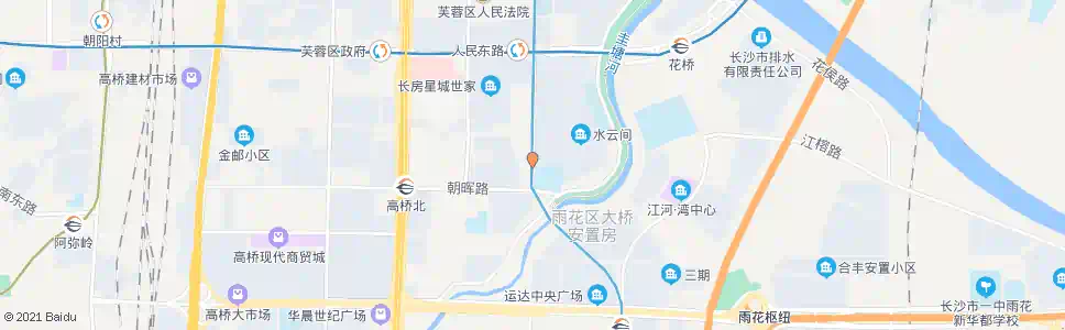 长沙朝晖路口(五一驾校)_公交站地图_长沙公交_妙搜公交查询2025