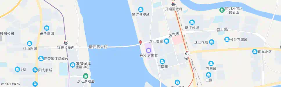 长沙福元路大桥东_公交站地图_长沙公交_妙搜公交查询2025
