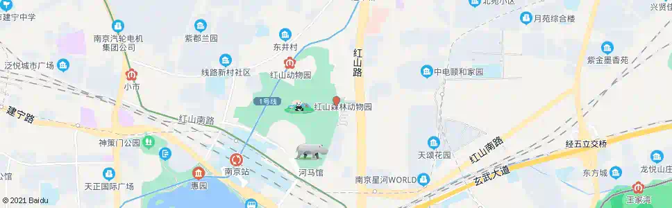 南京红山动物园东门_公交站地图_南京公交_妙搜公交查询2025