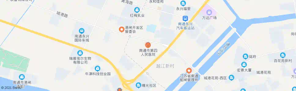 南通第四人民医院(越江路口)_公交站地图_南通公交_妙搜公交查询2025