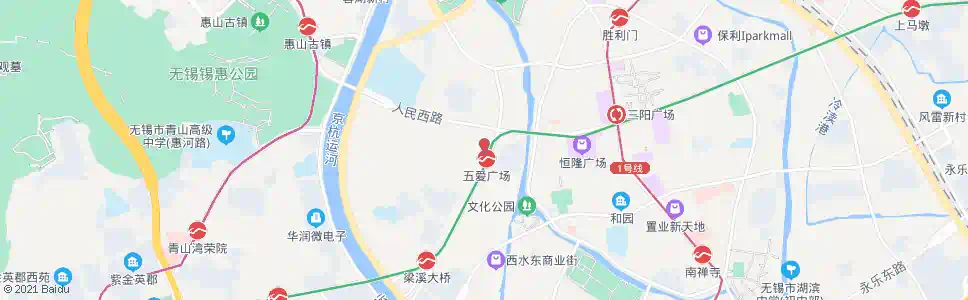 无锡五爱广场(人民西路)_公交站地图_无锡公交_妙搜公交查询2025