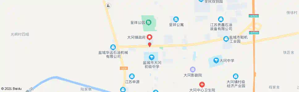 盐城大冈镇政府_公交站地图_盐城公交_妙搜公交查询2025