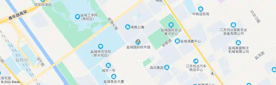 盐城盐城国际软件园_公交站地图_盐城公交_妙搜公交查询2025