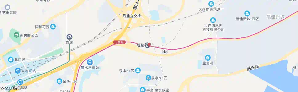大连后盐快轨站_公交站地图_大连公交_妙搜公交查询2025